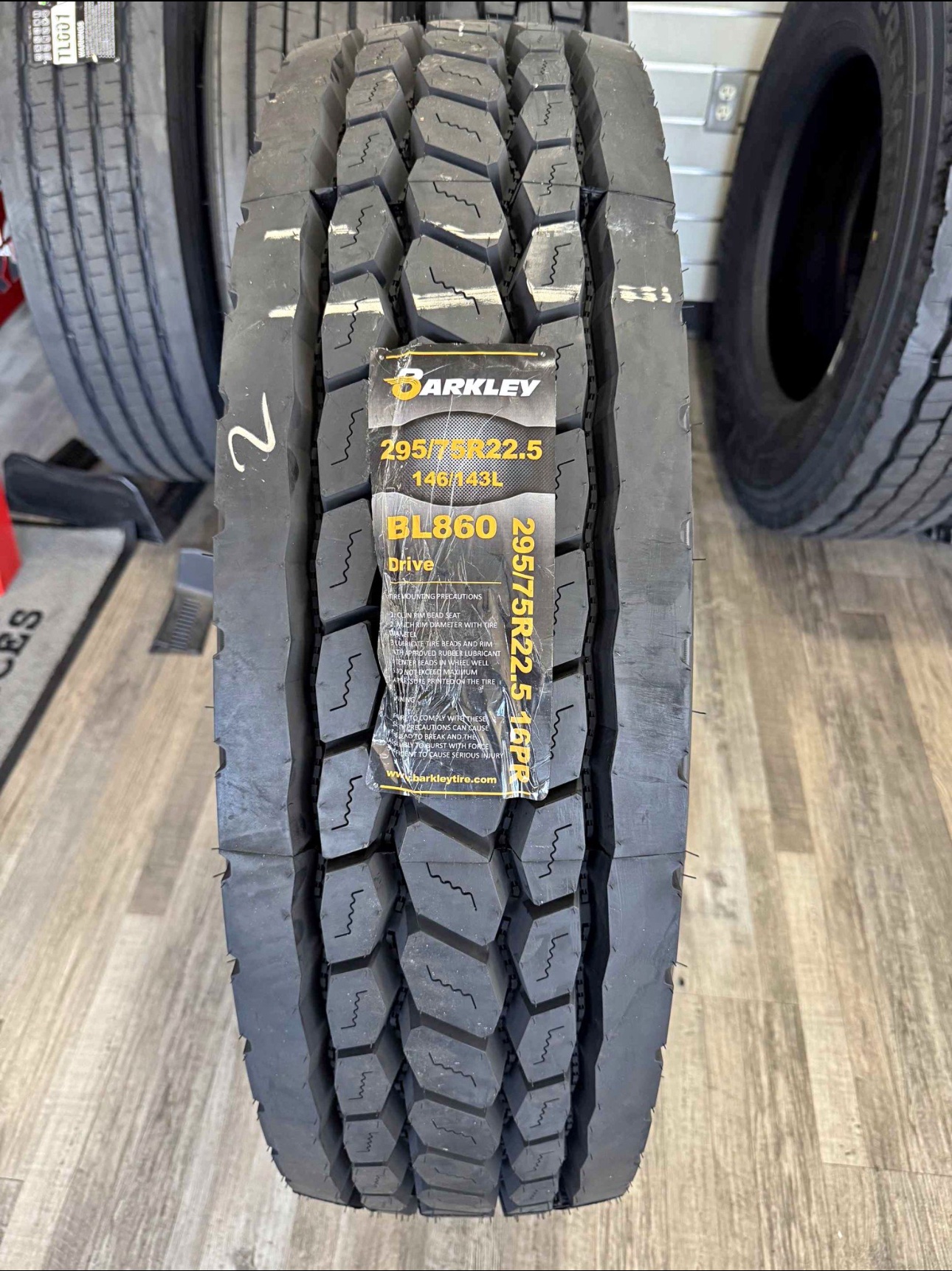 Set of 8. 295/75R22.5 BARKLEY Drive Tire – 16 Ply Commercial Truck Tire